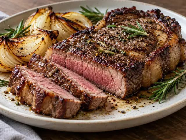 Bife de Chorizo no Forno: Ponto Perfeito e Sem Fumaça: prato pronto