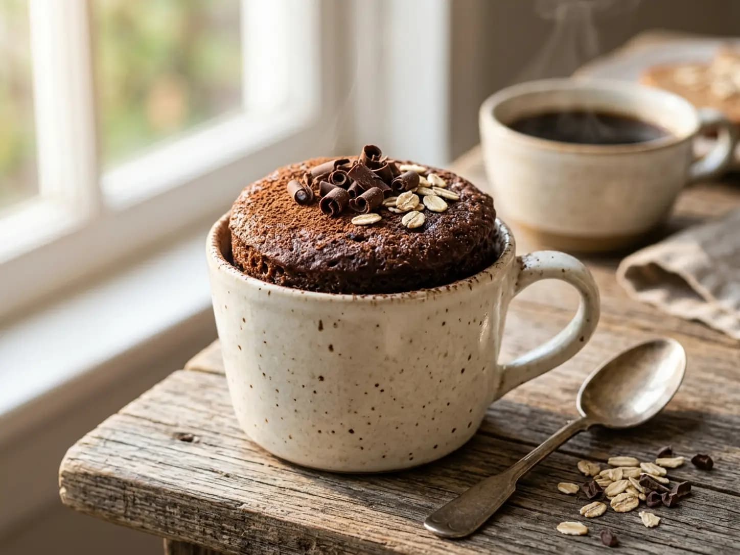 Bolo de Caneca Saudável sem Açúcar de Chocolate e Aveia: foto do prato pronto