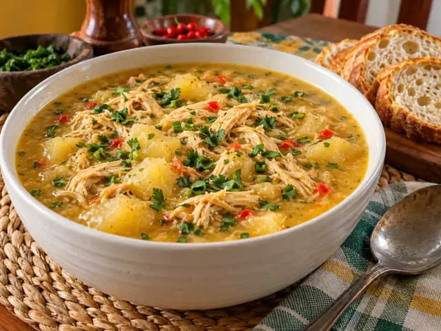 Caldo de Frango com Mandioca para 100 Pessoas: 25 Litros de Caldo: prato pronto