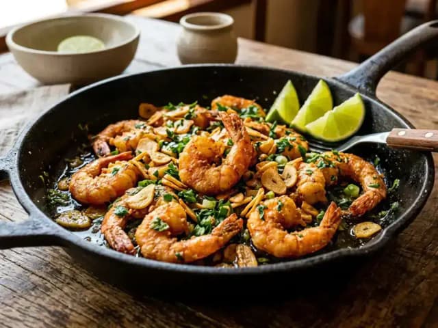 Camarão Alho e Óleo Frito Crocante de Boteco: prato pronto