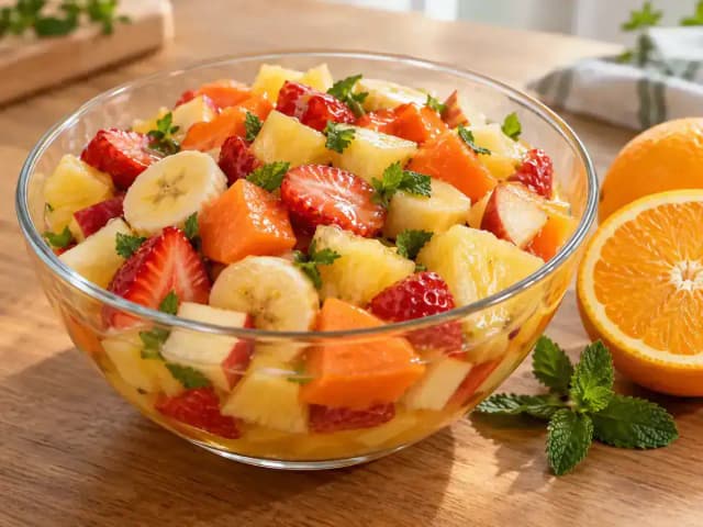 Salada de Frutas Amarga? Mel e Laranja Resolvem o Sabor em 10 Min: prato pronto
