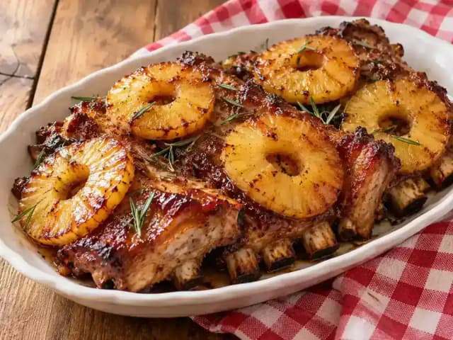 Costela de Porco com Abacaxi no Forno: prato pronto
