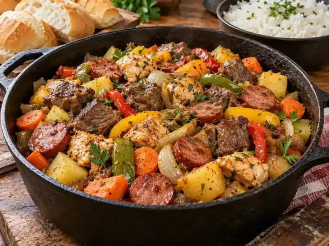 Entrevero para 10 Pessoas: Quantidade Exata de Carnes e Legumes: prato pronto