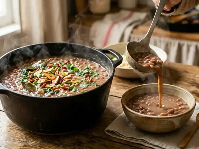 Feijão com Caldo Grosso e Bem Temperado Caseiro: prato pronto