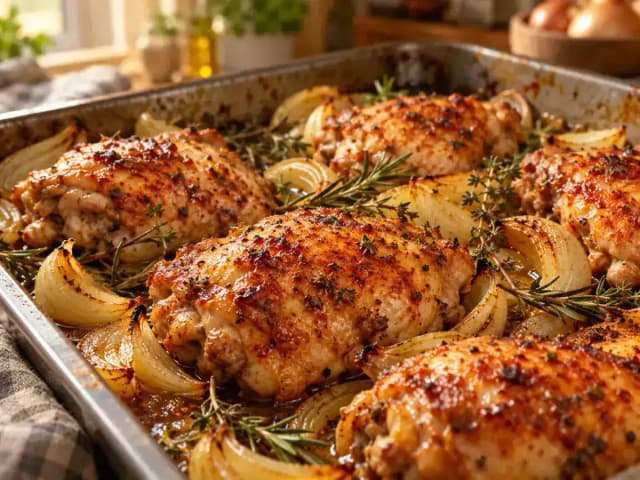 Filé de Coxa e Sobrecoxa no Forno: Suculenta e Dourada: prato pronto