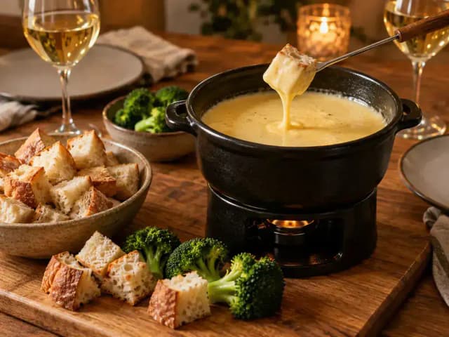 Fondue de Queijo para 2 Pessoas: Cremoso e Sem Talhar: prato pronto