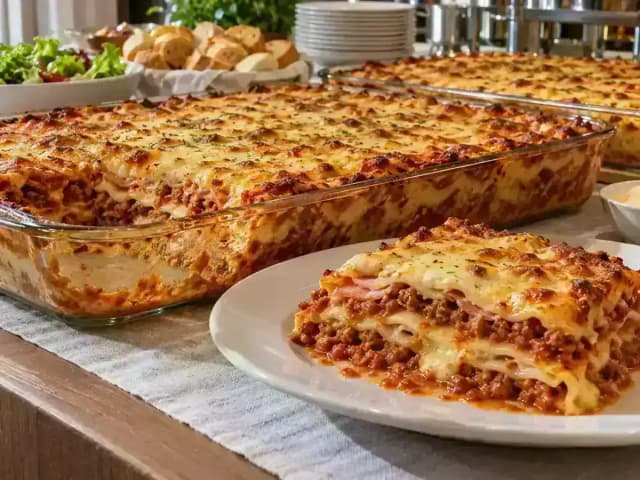 Lasanha para 50 Pessoas: 5 Travessas e 8 kg de Molho: prato pronto