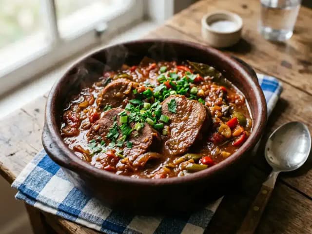 Língua de Boi à Moda Mineira na Pressão: Macia e com Molho Escuro: prato pronto