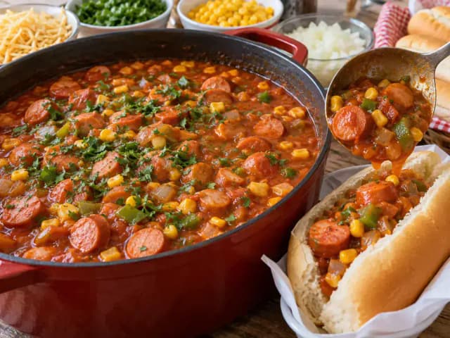 Molho de Cachorro-Quente para 30 Pessoas: 100 g de Salsicha Cada: prato pronto