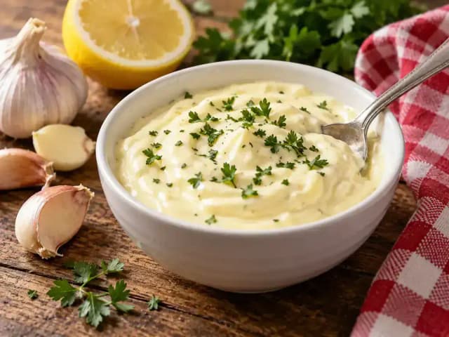 Molho de Alho Sem Liquidificador (Cremoso de Churrascaria): prato pronto