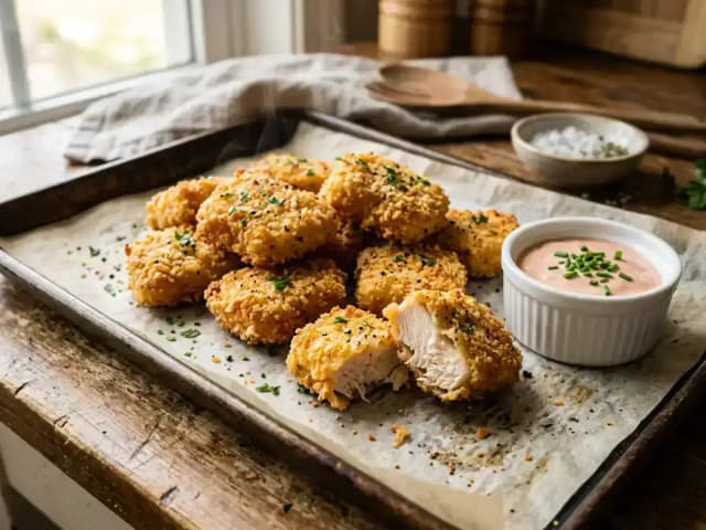 Nuggets de Frango Saudáveis na Airfryer: prato pronto