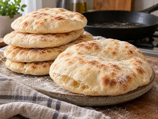 Pão Sírio Caseiro na Frigideira: Infla em 5 Min sem Forno: prato pronto