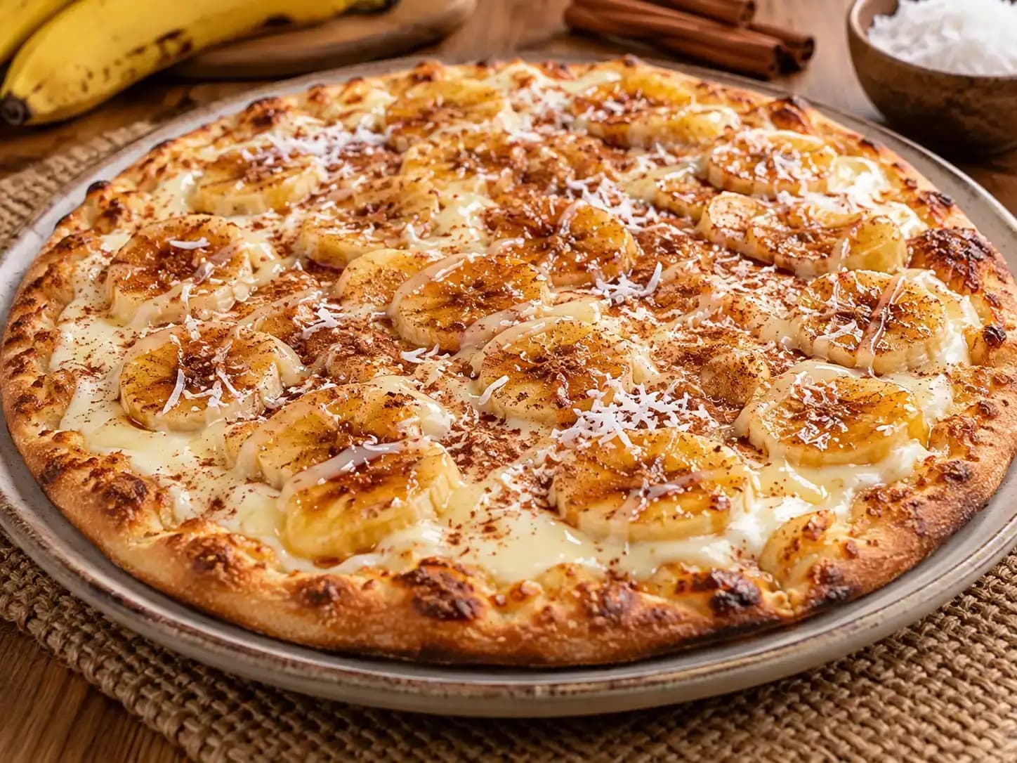Pizza de Banana Nevada: foto do prato pronto