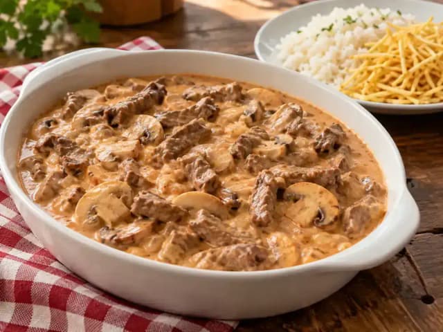 Strogonoff de Carne para 20 Pessoas: Quantidade Exata e Receita: prato pronto
