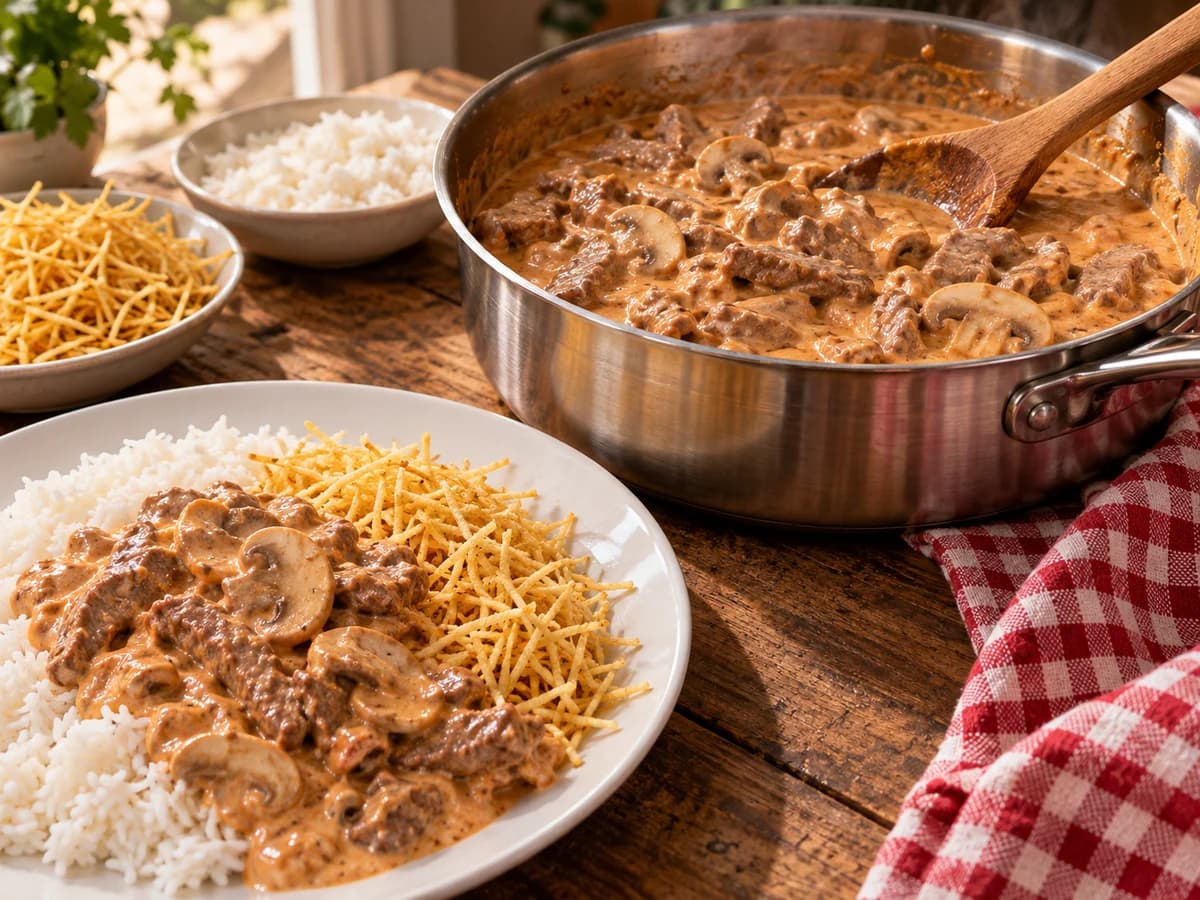 Strogonoff de Carne Perfeito: foto do prato pronto
