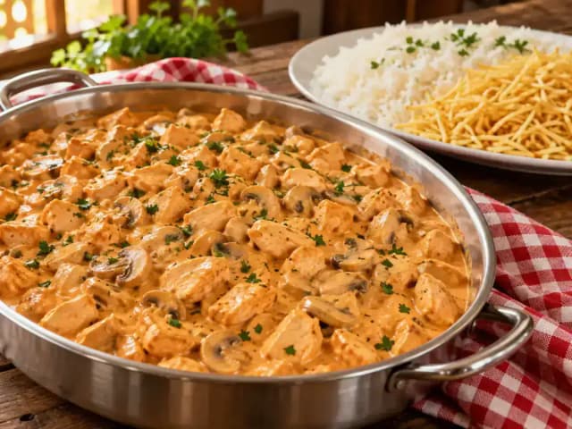 Strogonoff de Frango para 30 Pessoas: Cálculo de Festa: prato pronto