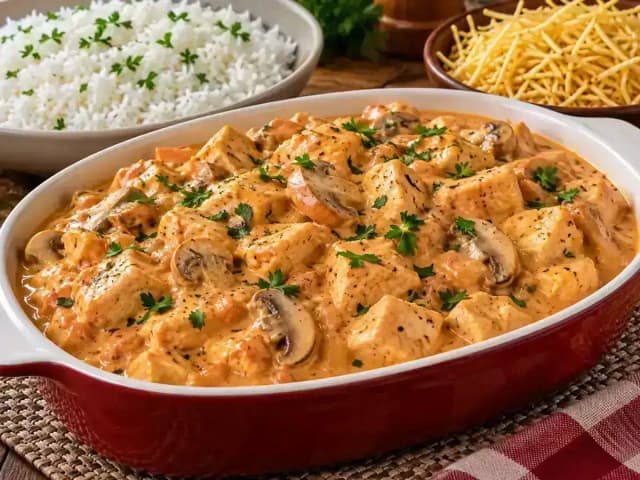 Strogonoff de Frango para 40 Pessoas: Quantidade Exata por Pessoa: prato pronto