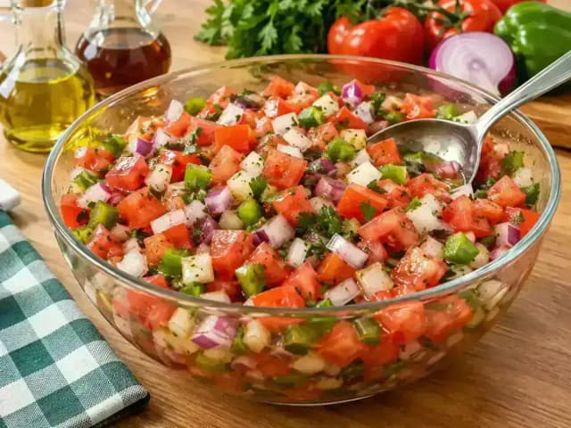 Vinagrete para 100 Pessoas: 4,5 kg de Tomate e 1,75 kg de Cebola: prato pronto