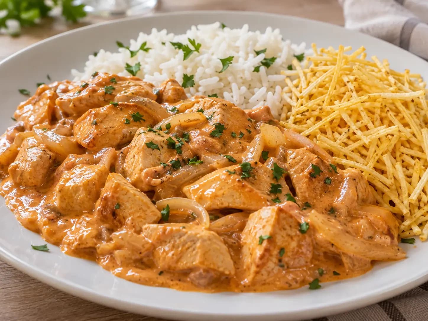 Estrogonofe de Frango com 1 kg para 4 Pessoas: foto do prato pronto