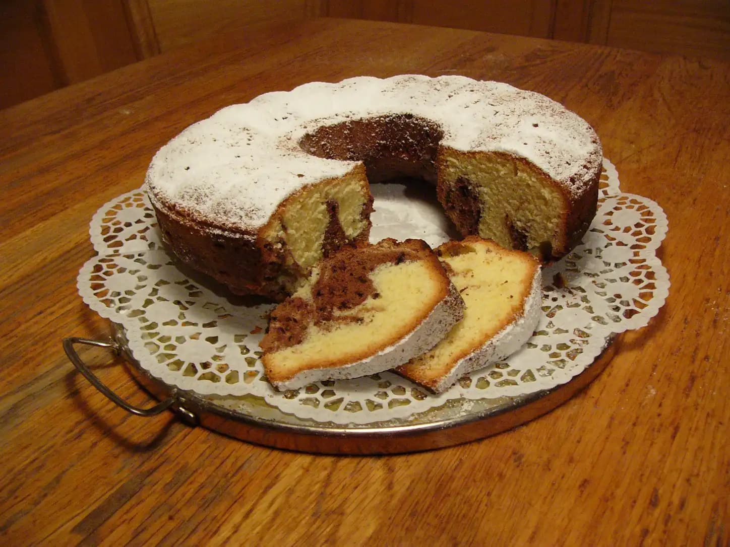 Bolo Amanteigado Mesclado de Baunilha e Chocolate: foto do prato pronto