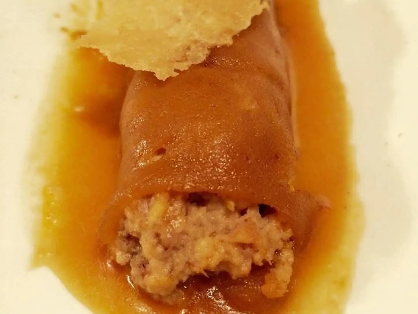 Canelone Gratinado de Presunto e Queijo: foto do prato pronto