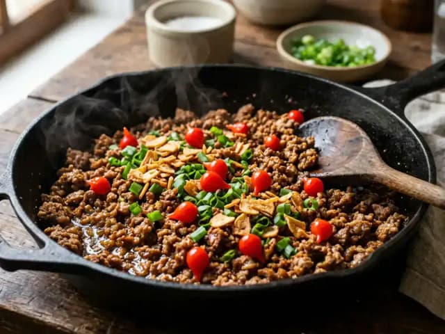 Carne de Porco Moída Refogada Soltinha e Muito Saborosa: prato pronto