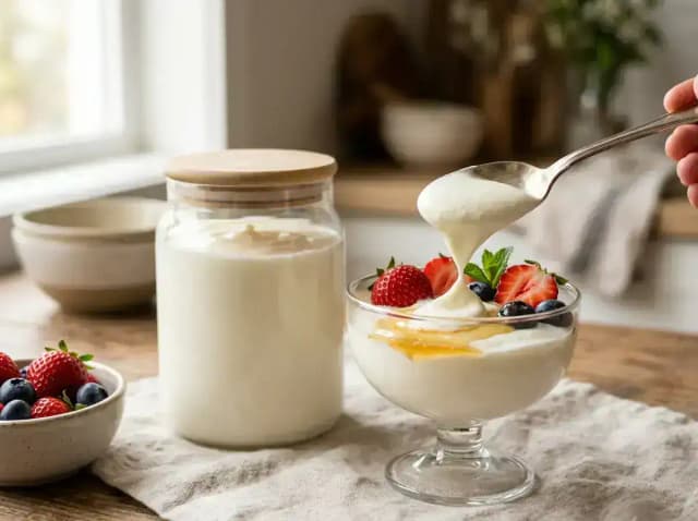 Iogurte Natural Caseiro Cremoso: 3 Ingredientes, 8 h: prato pronto