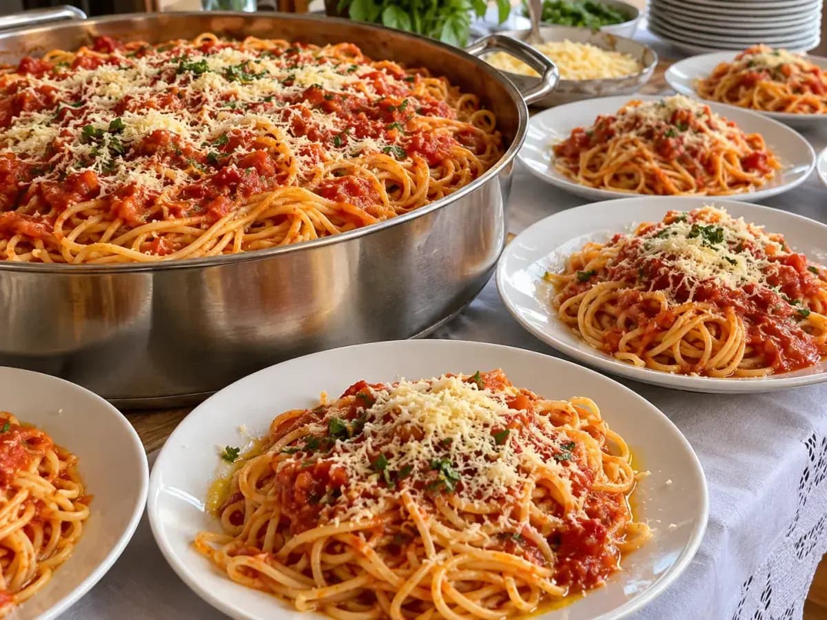 Macarrão para 100 Pessoas com Molho: foto do prato pronto
