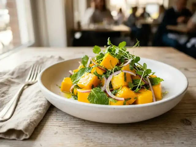 Salada de Manga com Hortelã e Cebola Roxa: Refrescante e Agridoce: prato pronto