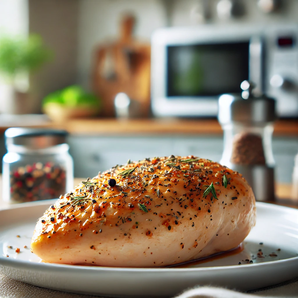 Uma cozinha moderna e bem-iluminada, com um micro-ondas elegante sobre o balcão.