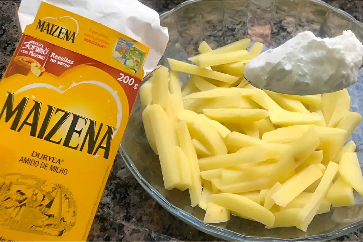 Batata frita crocante com maizena, frita na hora