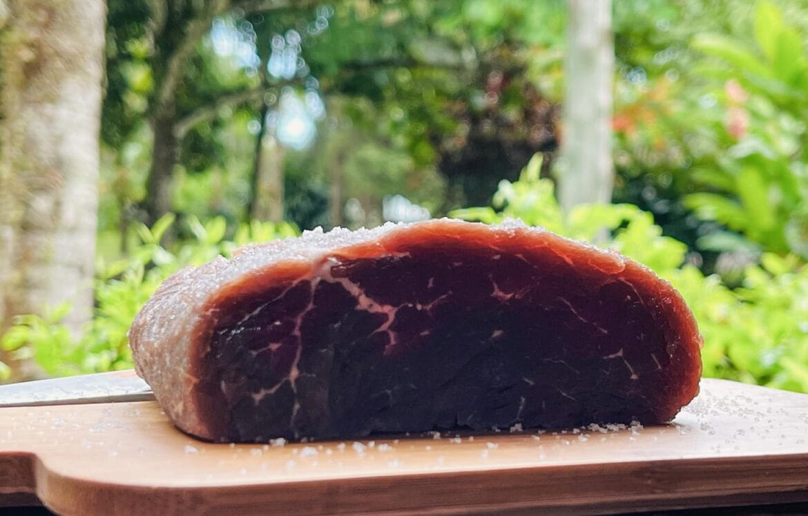 Carne de sol bem temperada e pronta para servir