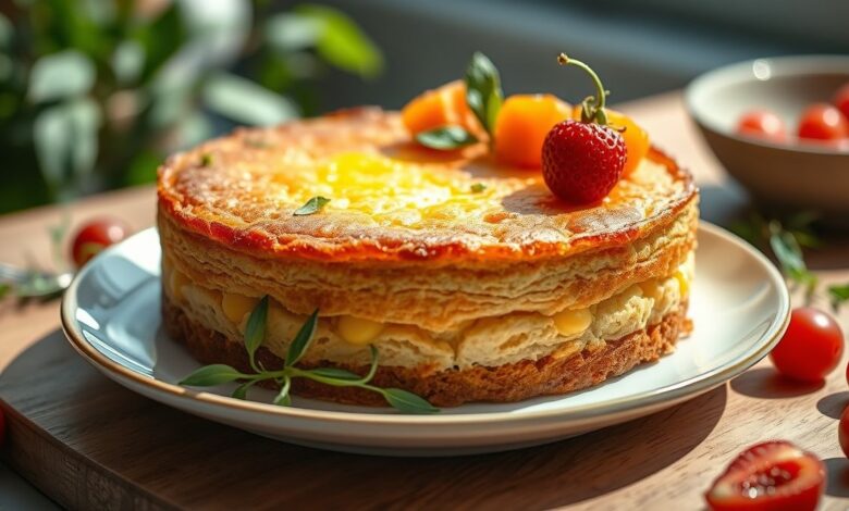 Bolo de milho fit sem lactose, dourado, úmido e servido em fatias, com visual caseiro e apetitoso.