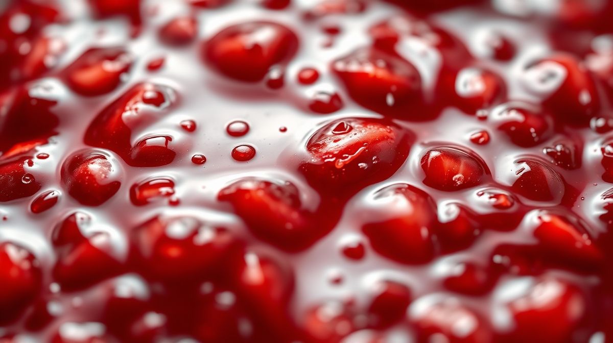 Gros plan du pot de gelée ouvert, mettant en valeur la texture brillante et crémeuse du fruit