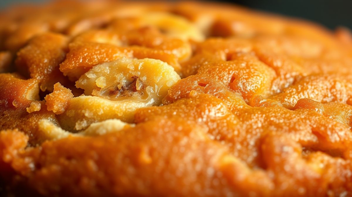 Close-up do bolo cortado, mostrando a textura macia e úmida.