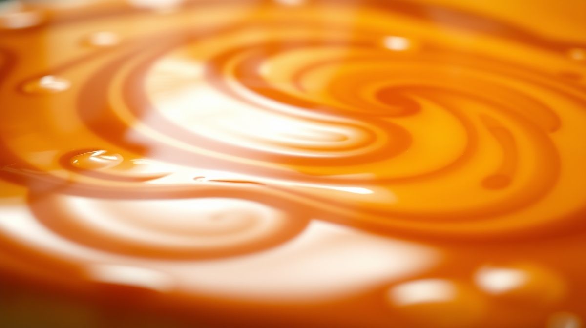 Close-up do pudim desenformado, mostrando brilho da calda e textura cremosa