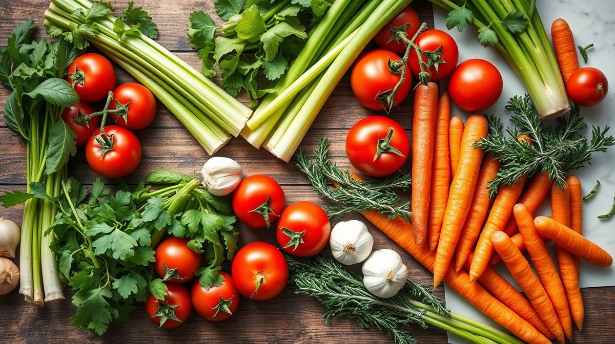 Ingredientes frescos cortados e organizados para o preparo dos legumes cozidos