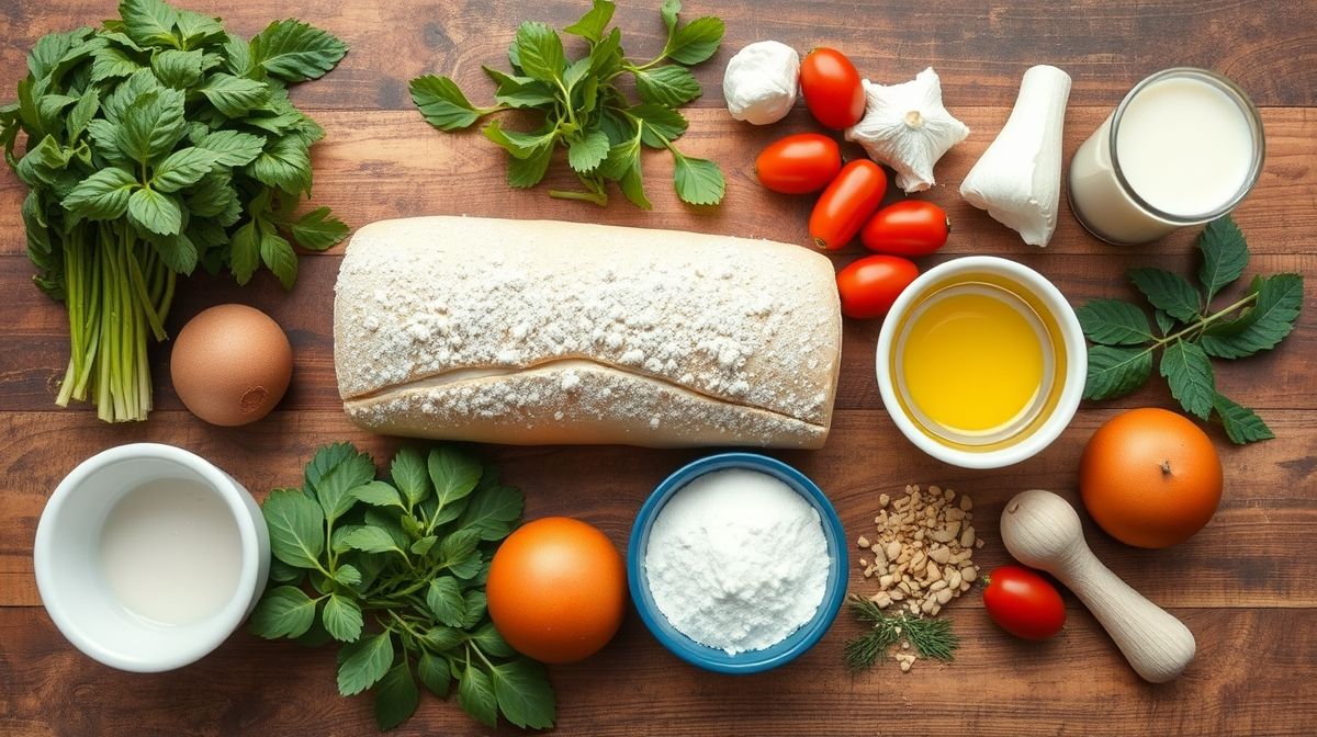 Ingredientes separados e organizados em bancada para preparo do pãozinho