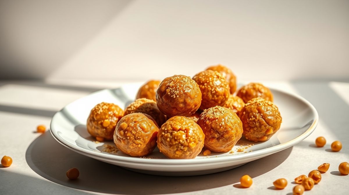 Nescau Ball de grão de bico fit pronto, servido crocante em pote ou tigela, com visual saudável e apetitoso