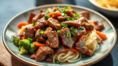 Prato de alcatra em tiras douradas, suculentas e bem temperadas, servido de forma apetitosa.
