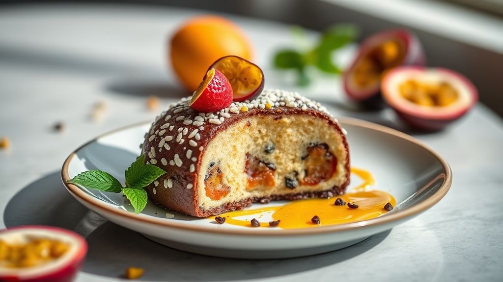 Brigadeiro de maracujá cremoso e dourado, finalizado com sementes caramelizadas, servido em forminhas de festa