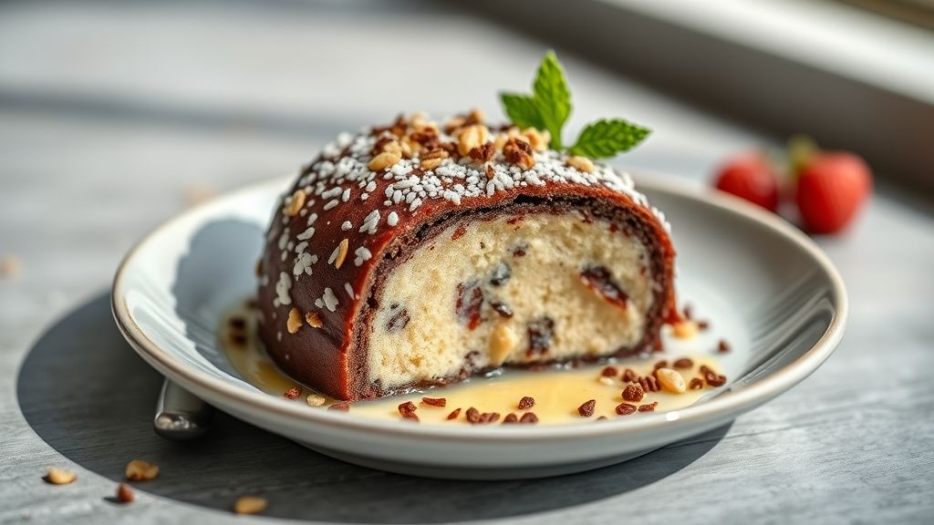 Brigadeiro sem leite condensado pronto, em bolinhas cobertas com cacau em pó, servido em forminhas de festa.