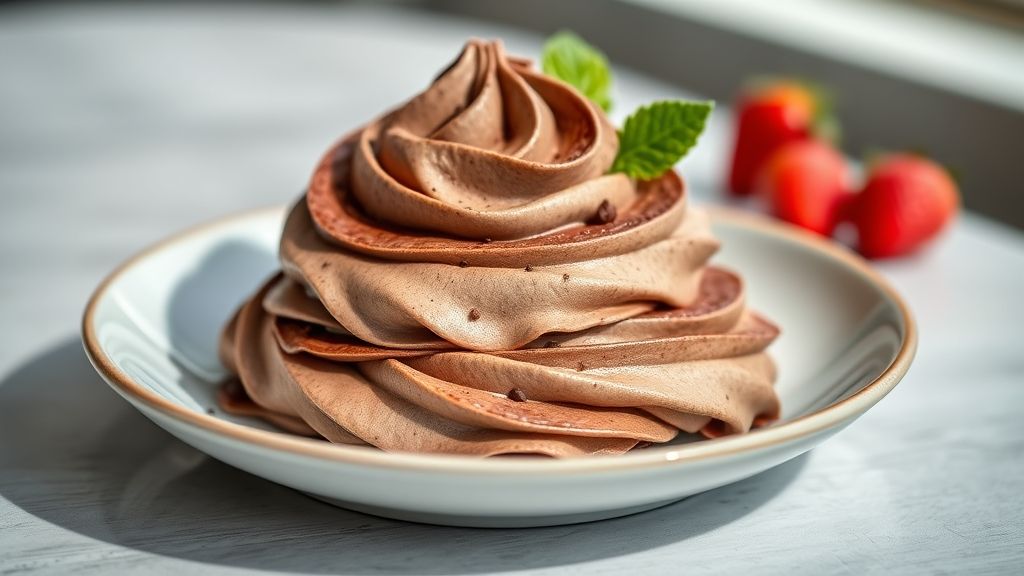 Taça com chantilly de chocolate caseiro, cremoso e aerado, pronto para usar em bolos e sobremesas
