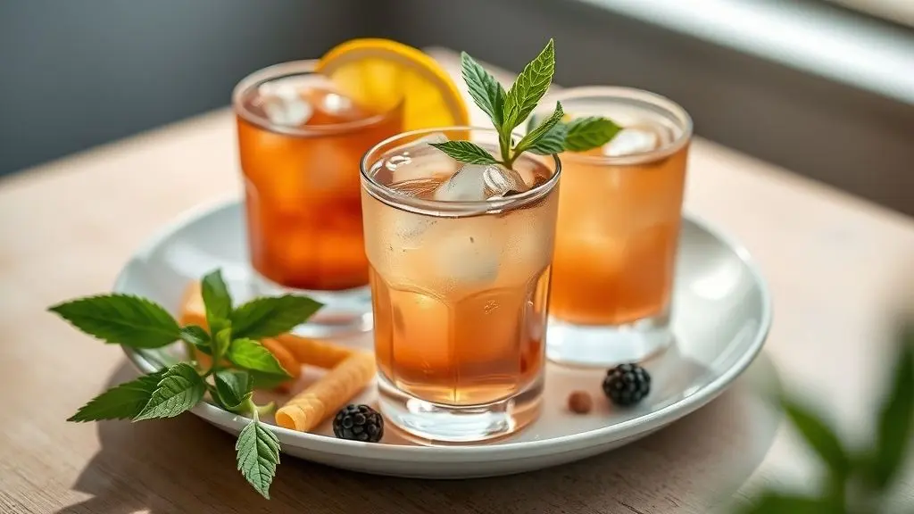 Xícara de chá fumegante servida com ervas frescas e limão, visual aconchegante e saudável