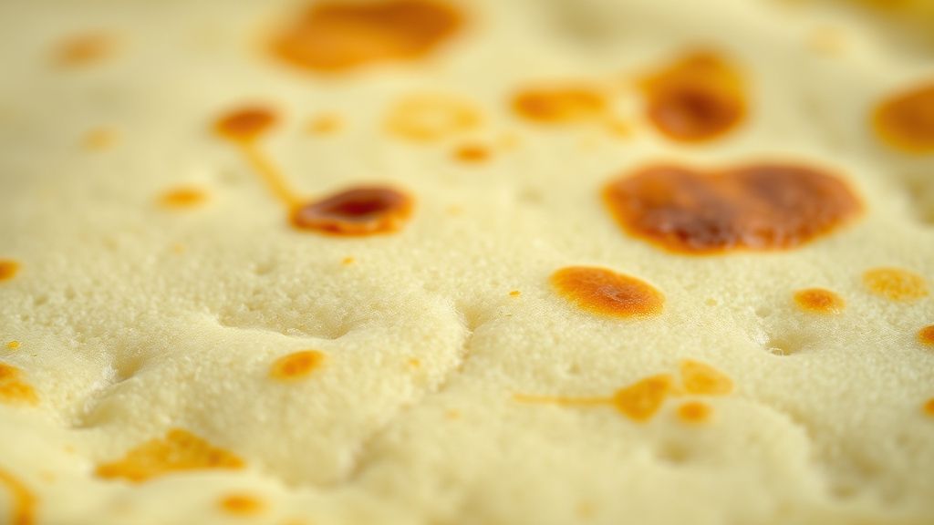 Close-up mostrando a textura fina e macia da panqueca pronta