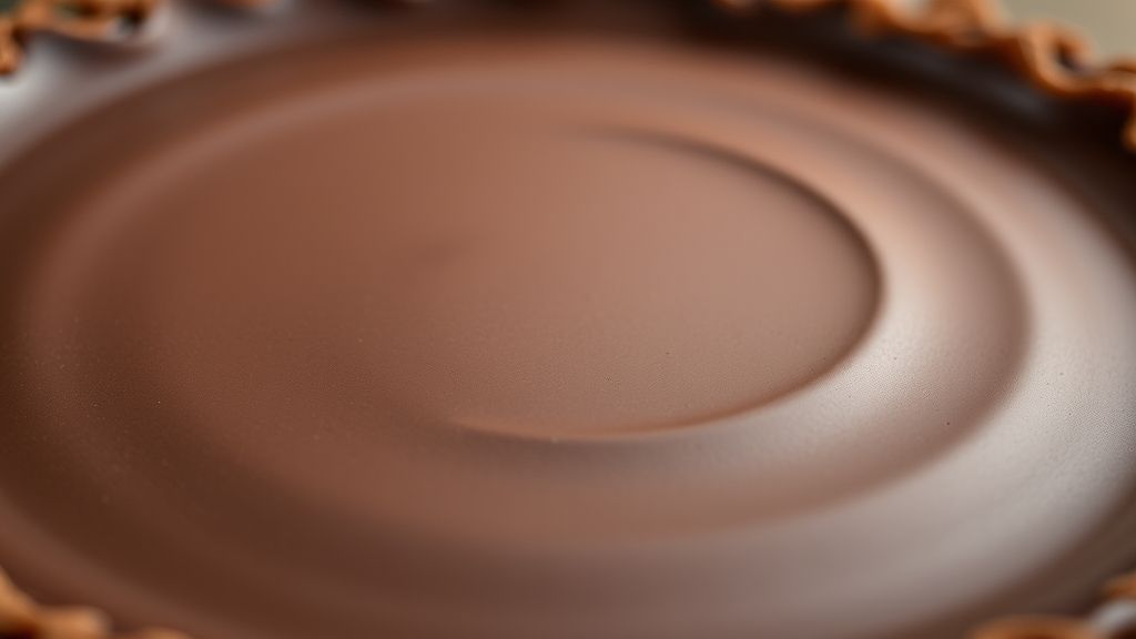 Close-up destacando a textura cremosa da ganache e crocância da base