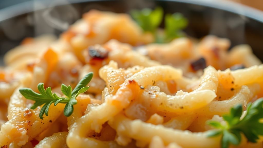 Close-up de prato pronto com textura suculenta e cores vibrantes