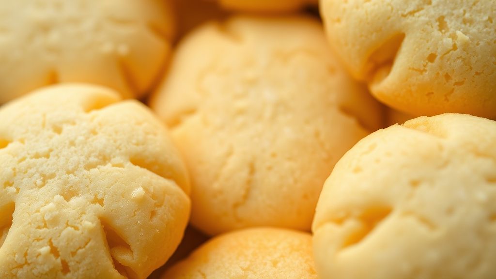 Close-up dos biscoitos de goma prontos, destacando a textura delicada e quebradiça