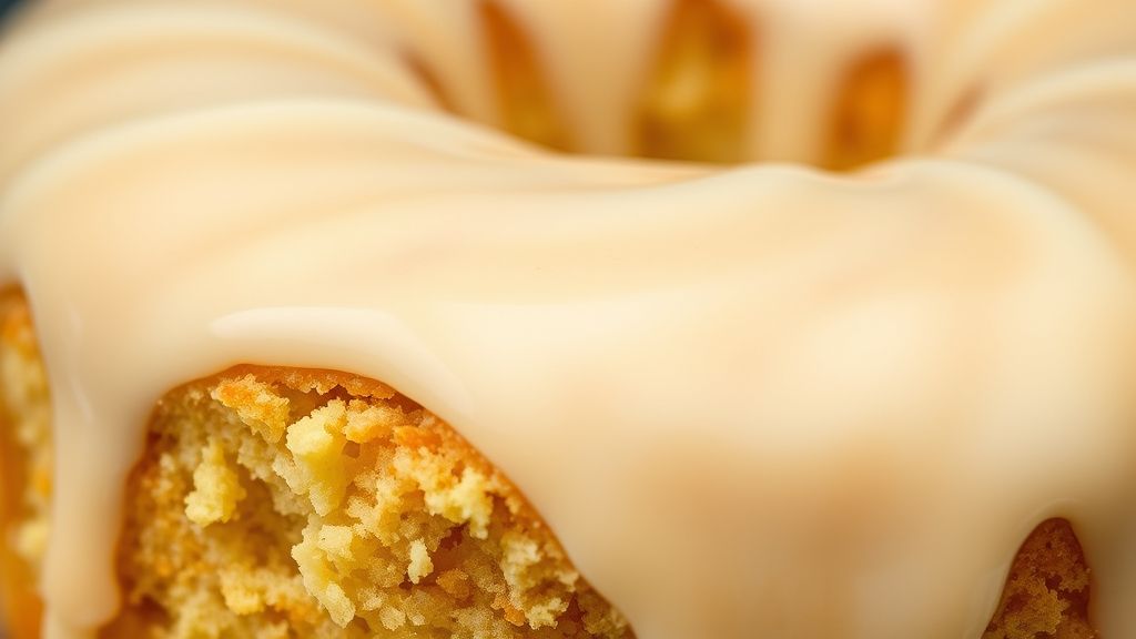 Close do bolo fatiado mostrando textura macia e cobertura brilhante de glacê de limão.