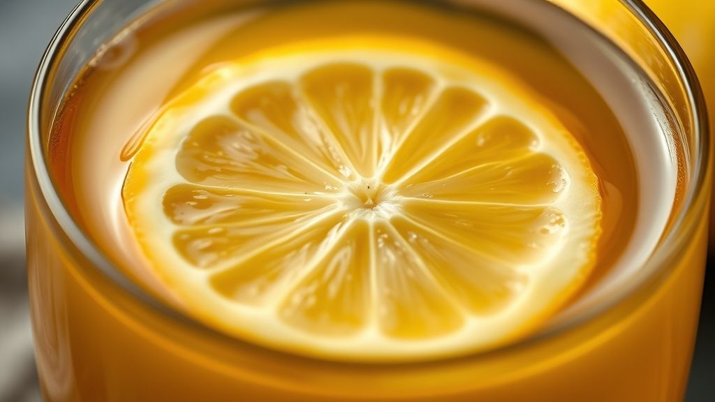 Close-up do chá pronto em xícara fumegante, destacando aroma e cor dourada da infusão